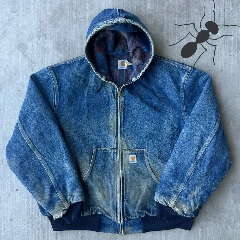 Carhartt JB848 denim blue hooded work wear jacket
